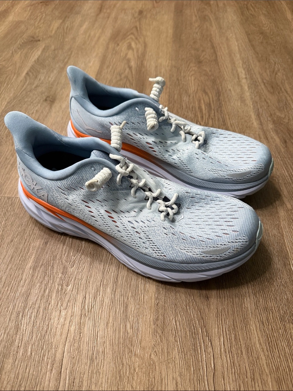 Hoka One One Clifton 8 Blue Orange Women's Size 9 Running Shoes